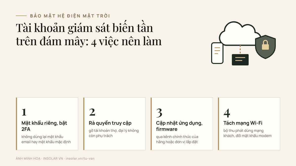 Bốn việc nên làm để bảo vệ tài khoản giám sát biến tần trên đám mây.